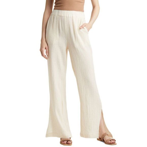 Sanctuary Easy Going Gauze Wide-leg Pants In Muslin - S - Picture 2 of 3